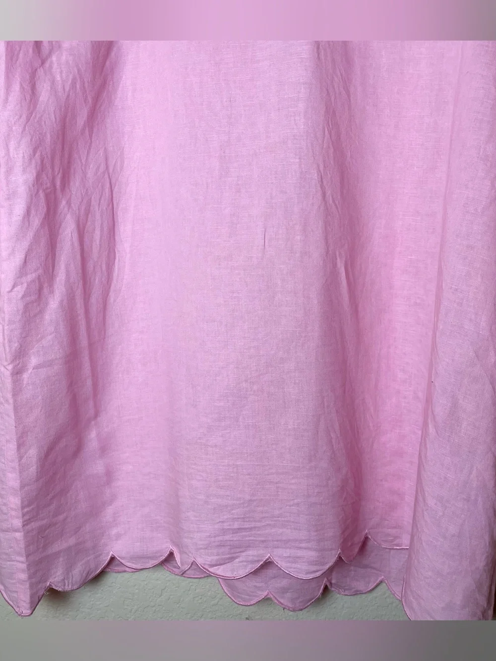 J. Crew Light Pink Scallop-Trim Linen RichTunic
